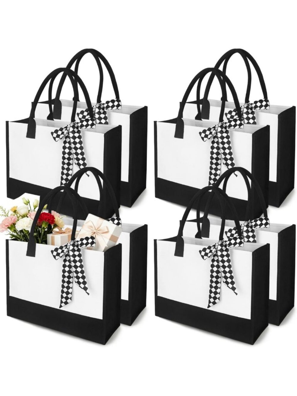 Large Waterproof Canvas Tote Bags - Reusable Blank Grocery Bags with Handles